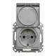 Розетка Schneider Electric Sedna Design з заземленням зі шторками та кришкою Алюміній SDD113024 - зображення 1