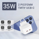 Мережевий зарядний пристрій Foxconn для Apple 35W Dual USB-C Port Power Adapter зі швидкою зарядкою + кабель зарядки для iPhone Type-C to Lightning (35612-o) - зображення 2