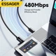 Кабель Essager USB Type C to Type-C, 100W 5A, 2м, с дисплеем, AI чип, повышенной прочности, Черный - изображение 3