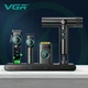 Професійний набір VGR Pro STEPLESS 4 в 1 машинка для стрижки тример шейвер фен барберський комплект з BLDC мотором LED дисплеєм насадками кейсом іонізацією та автономною роботою для салону і домашнього догляду - зображення 1