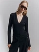 Боди-футболка женская H&M 1089775001c26 L Черная (1000000049115) - изображение 1