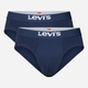 Zestaw majtek męskich typu brief Levi`s Men Solid Basic Brief Org Co 2P S 2 szt. Granatowy - obraz 1