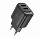 Сетевое зарядное устройство HOCO C141A, 2 USB, 5В/2.1A, быстрая зарядка, черное - изображение 1