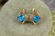 Серьги Xuping Jewelry ромбик с голубым камнем 1,4 см золотистые - изображение 1