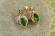 Серьги Xuping Jewelry маркиз с зеленым камнем в ободке 1,7 см золотистые - изображение 2