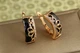 Серьги Xuping Jewelry виньетка с черной керамикой 1,8 см золотистые - изображение 2