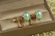 Сережки кліпси Xuping Jewelry кульки зелений перламутр 1,6 см золотисті - зображення 2