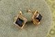 Сережки Xuping Jewelry ромбік з чорним каменем 1,4 см золотисті - зображення 2