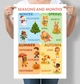Учебный постер для детского сада на английском языке Seasons and Months А3 30х42 см (D230_А3) - изображение 1