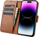 Etui z klapką iCarer Real Cowhide Premium Leather 2in1 Wallet Case z RFID do Apple iPhone 14 Pro Max Brown (WMI14220728-BN) - obraz 3