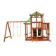 Детский деревянный игровой комплекс SportBaby Babyland-9 для дачи с горкой 3 м, качелями, домиком и скалодромом, длина 7 м (SB-1900) - изображение 8
