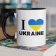 Чашка керамическая с патриотическим принтом "I Love UKRAINE" 330 мл для напитков белая с черной ручкой - изображение 1