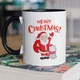 Кружка керамічна подарункова з новорічним дизайном "Merry Christmas" 330 мл для напоїв біла з чорною ручкою - зображення 1