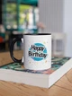 Чашка керамічна з принтом "Happy Birthday" 330 мл для напоїв біла з чорною ручкою подарунок на день народження - зображення 3