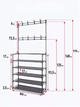 Вішалка підлогова стійка для одягу та взуття металева GTM Clothes Rack 172 х 60 х 26 см Стелаж з полицями для взуття та гачками Black - зображення 2