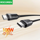 Кабель Rocoren Type-C to Type-C 100W 2м черный в нейлоновой оплетке - изображение 1