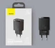 Сетевое зарядное устройство Baseus Compact Quick Charger 20W QC PD 1xUSB 1xType-C Black - изображение 1