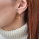 Серебряные серьги серёжки Шар с Янтарем с золотой пластиной серебро 925 пробы Родированное 463 5.80г - изображение 3