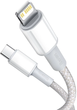Kabel Baseus High Density Braided USB Type-C - Lightning 1 m White (CATLGD-02) - obraz 2