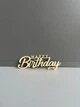 Топер на торт "Happy Birthday" Золотий дзеркальний акрил 3,5 х 11 см - изображение 2