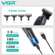 Триммер аккумуляторный для стрижки волос VGR V-998 BLUE, 4 насадки, LED дисплей - изображение 4