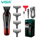 Триммер аккумуляторный для стрижки волос VGR V-998 RED, 4 насадки, LED дисплей - изображение 5