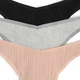 Набор трусиков танга женских хлопковых Calvin Klein Underwear 118268405 XL 3 шт Бежевый/Серый/Черный (1159841588) - изображение 3
