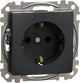 Розетка Schneider Electric Sedna Design з заземленням зі шторками Чорний SDD114022 - изображение 1