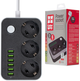 Listwa zasilająca ColorWay 3 gniazda/6 portów USB, czarna (CW-CHE36B) - obraz 1