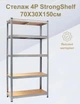Складской Стеллаж Полочный 150 х 70 х 30 см для Хранения 4Points StrongShelf Металлический Разборной с 5 Полками МДФ по 150 кг - изображение 5