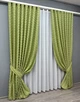 Комплект штор VR-Textil Лен Букле 150х270 2шт и Тюль 600х270 1805ш-115т Оливковый с белым 71-044/5 - изображение 2
