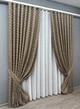 Комплект штор VR-Textil Лен Букле 200х270 2шт и Тюль 600х270 1808ш-115т Какао с белым 71-041/7 - изображение 2