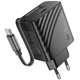 Сетевое зарядное устройство HOCO N57 Full PD20W with retractable cable Type-C (2USB-C) (Black) (231278) - изображение 3