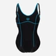 Купальник слитный женский Arena Tania Clip Back Swimsuit One P 005974-580 48 Черный/Голубой (3468336867785) - изображение 3