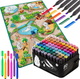 Mata piankowa do kolorowania Ricokids ZOO z markerami i torbą do przechowywania 90 x 120 cm (5903890629168) - obraz 2
