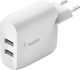 Мережевий зарядний пристрій Belkin Dual USB-A Wall Charger 24W White (WCB002VFWH) - зображення 1