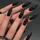 Накладные ногти Nail матовые черные 3d змеи, стилет, длинные, 24 шт - изображение 1