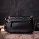 Стильная сумка для женщин с фактурным клапаном из натуральной кожи Vintage 22374 Черная - изображение 9