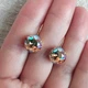 Сережки Hand Made позолочені з кристалами Swarovski кольору Light Colorado Topaz Shimmer - зображення 3