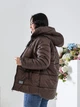 Женская куртка-пуховик, плащевка, синтепон 150 мг SOLINNA Мод. 6050 Темно-коричневый, 46-48 - изображение 2