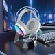 Игровые проводные наушники с микрофоном BOROFONE BO108 USB+AUX 3.5mm Геймерская гарнитура для ПК и ноутбуков с RGB подсветкой White - изображение 2