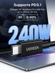 Кабель Thunderbolt 5 Ugreen L703 USB-C to USB-C быстрая зарядка PD3.1 240W для MacBook, iPad, Samsung, Xiaomi 120Gbps 16K/60Hz 1m Black (45996) - изображение 4