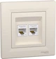 Розетка комп'ютерна RJ45 UTP кат. 5Е подвійна Schneider Electric Asfora Крем EPH4400123 - зображення 1