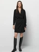 Платье на запах миди осеннее женское Massimo Dutti 6613505800c32 M Черное (1000000052490) - изображение 3
