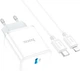 Мережевий зарядний пристрій з кабелем Hoco C104A Stage single port PD20W charger set (C to iP) (EU) White (6931474782908) - зображення 5