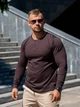 Мужской лонгслив трикотажный на пуговицах Teamv Long Casual Коричневый 3XL - изображение 4