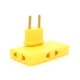 Трійник + перехідник 3 in 1, UK/US-EU, 220В, 10А, поворотний 180°, Yellow - зображення 1