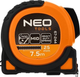 Рулетка NEO Tools Super Black сталева 7.5 м x 25 мм з автоматичним блокуванням, 2 кнопками стоп та магнітом 67-244 (5907558472264) - зображення 1