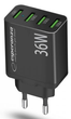 Ładowarka sieciowa Esperanza 36W 4x USB-A QC 3.0 18W Black (5901299960592) - obraz 2