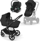 Wózek spacerowy połączony Cybex EOS Moon Black Gold + Autosedacka Aton B2 (4063846424573) - obraz 1
